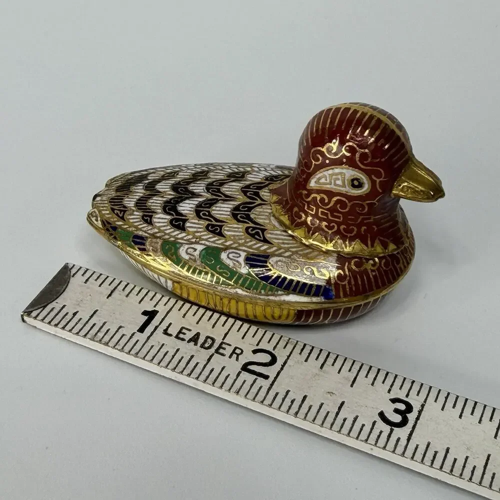 Vintage Chinese Cloisonne Duck Lidded Trinket Box 67g 2.75
